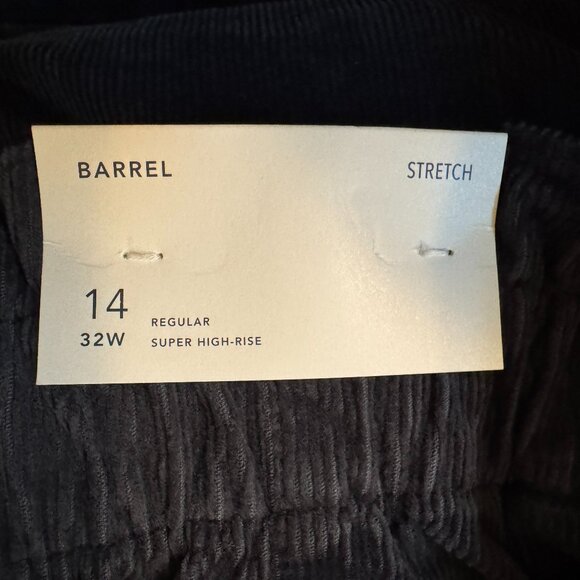 NWT American Eagle Charcoal Grey Stretch Corduroy Barrel Leg Pants in Women's 14 - Picture 4 of 10